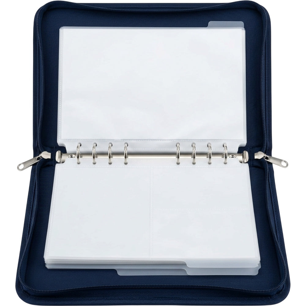 Klnxd A5 Six Ring Ticket Receipt Pocket Binder Navy - Product view